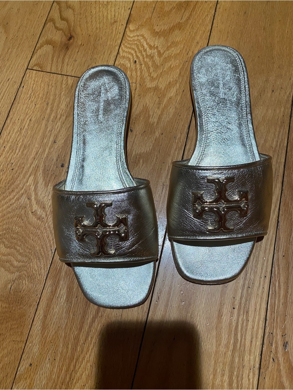 Tory Burch Metallic Gold Slide Sandals